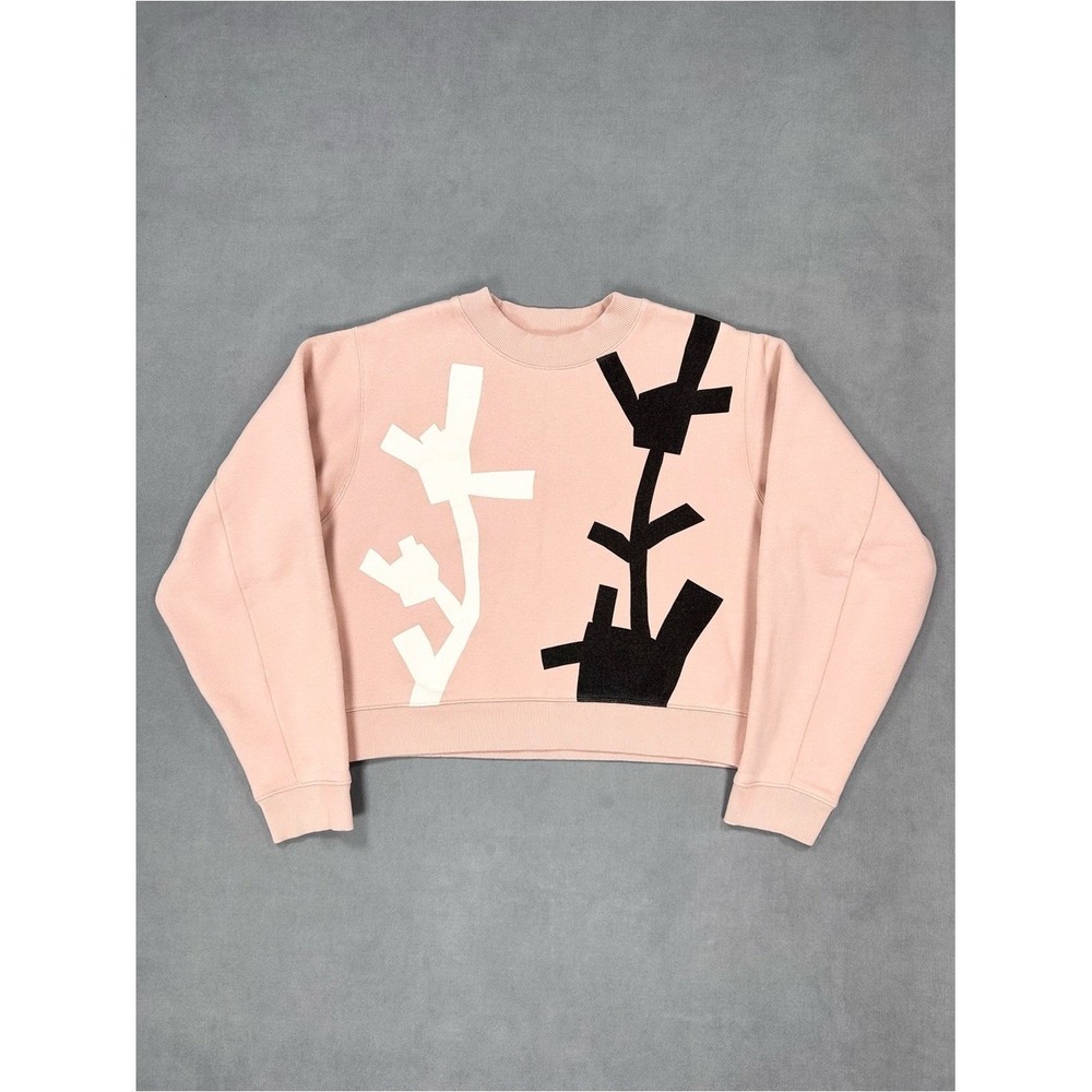 Acne Studios Bird Flower Sweatshirt Womens Large Crop Graphic Crew Neck Pullover